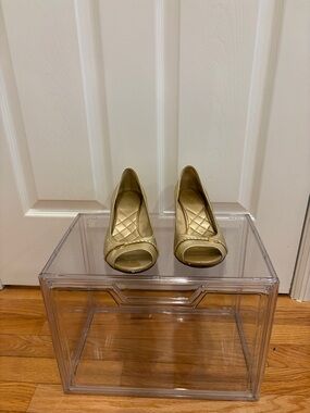 Cole Hahn Gold Peep-Toe Women's Wedge